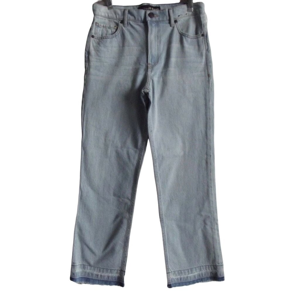 Express Jeans Size 18 x27" Straight Crop High Rise raw hem Whiskered light ankle